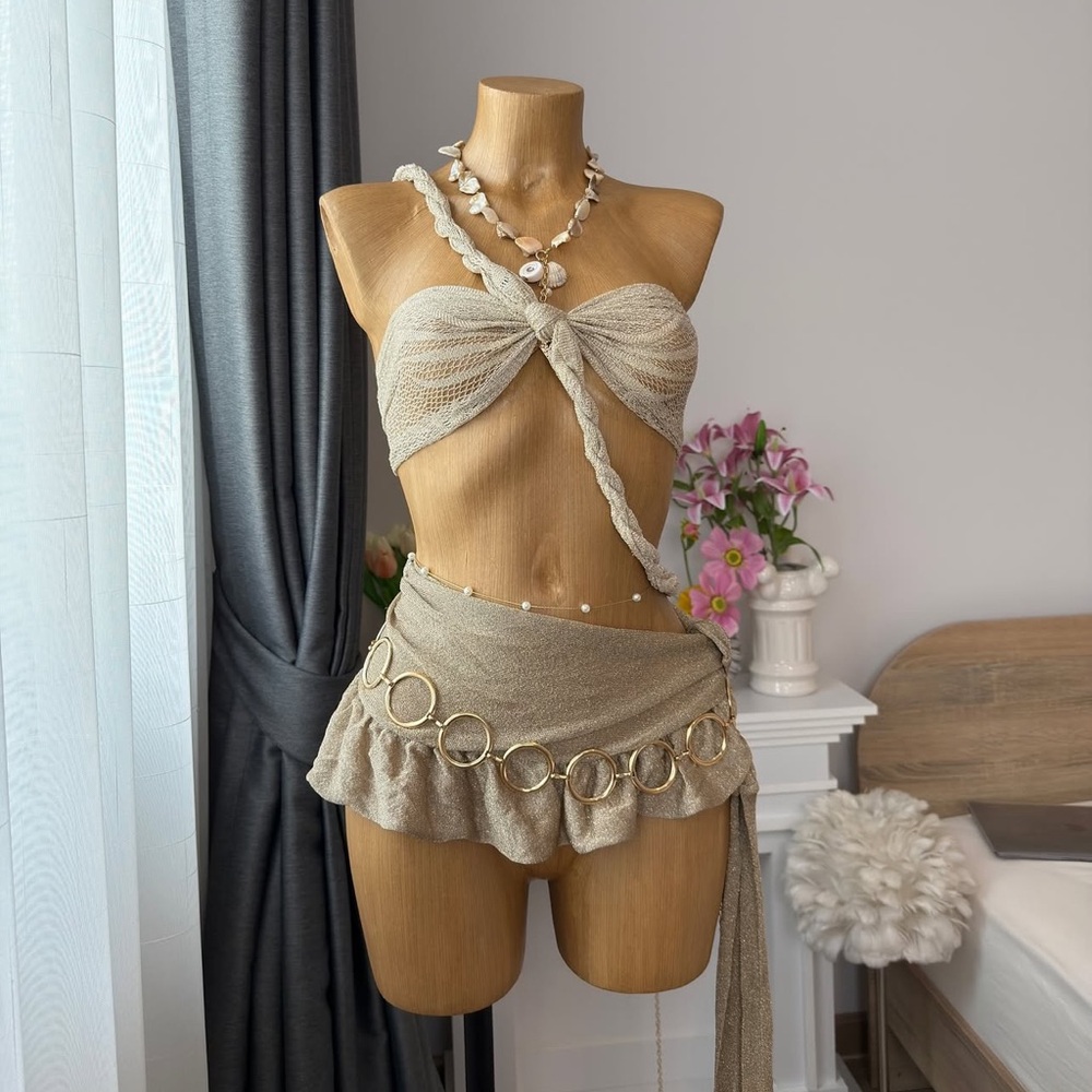 Elegant Tan Women's Bikini Cover Set - Picture 3 of 3